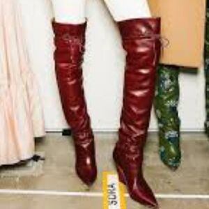 Tory Burch  Burgundy Over-the-Knee Boots